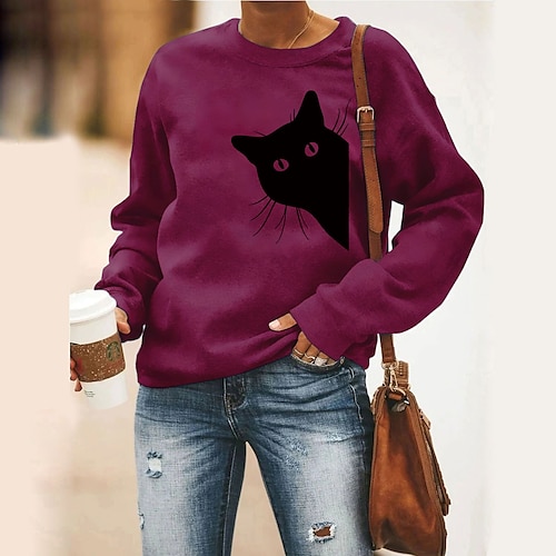 

Women's Sweatshirt Pullover Crew Neck Animal Print Daily Sports Holiday Hot Stamping Basic Casual Hoodies Sweatshirts Wine Red Green