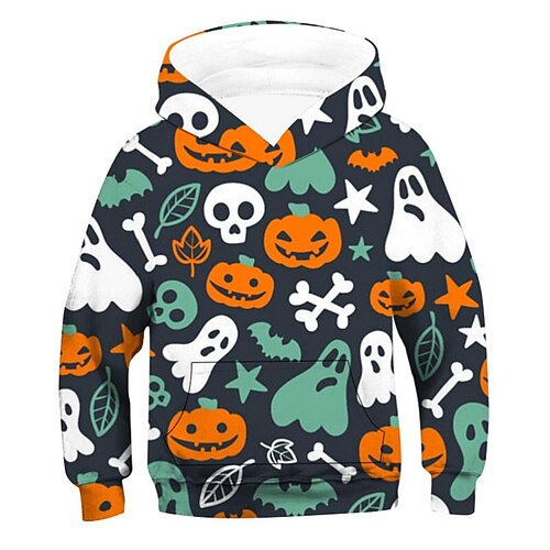 

Kids Boys Halloween Hoodie Graphic Party 3D Print Long Sleeve Pocket Fashion 3-12 Years Winter Multicolor