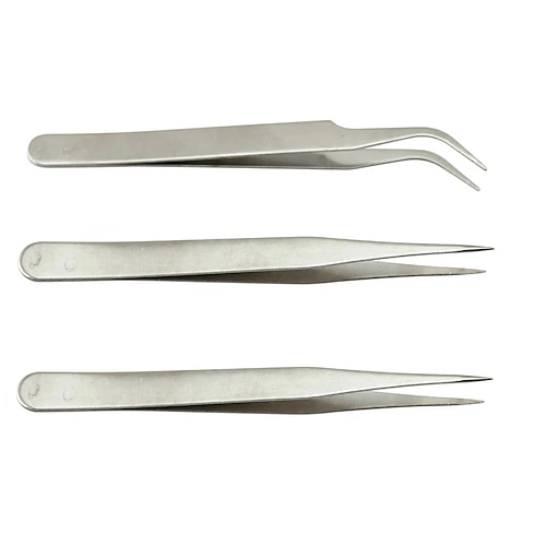 

3pcs Professional Stainless Steel Tweezers Eyebrow Craft Jewelry Tweezers with Curved/Pointed Tips Precision Picking Tool