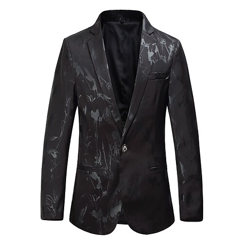 

Men's Fashion Casual Blazer Regular Regular Fit Floral Single Breasted One-button Black 2022