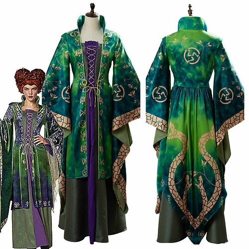 

Hocus Pocus Witch Winifred Dress Masquerade Women's Movie Cosplay Cosplay Costume Party Green Dress Halloween Masquerade Polyester