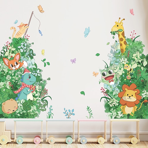 

Cartoon Animals Plants Wall Stickers Bedroom Living Room Removable / Pre-pasted PVC Home Decoration Wall Decal 2pcs