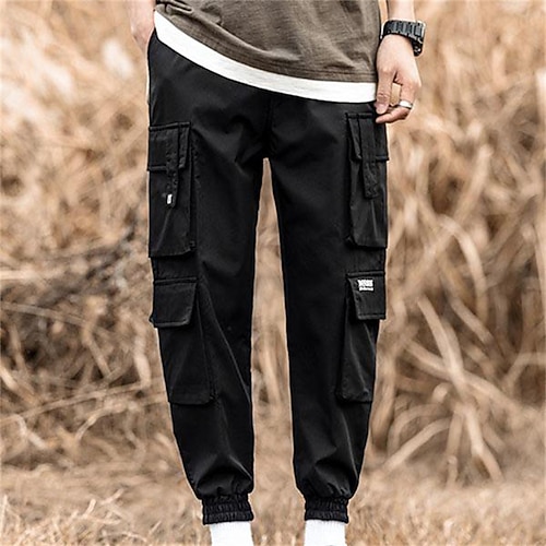

Men's Cargo Pants Trousers Work Pants Drawstring Elastic Waist Solid Colored Comfort Breathable Casual Daily Streetwear Cotton Blend Sports Fashion Khaki Light gray Micro-elastic / Elasticity