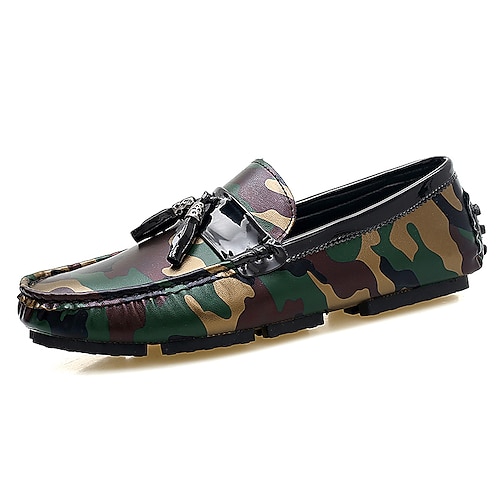 

Homens Mocassins e Slip-Ons Mocassim Mocassins Tassel Borla Tênis Sapatos Confortáveis Casual Clássico Diário Escritório e Carreira Couro Ecológico Prateado Dourado Côr Camuflagem Primavera Outono