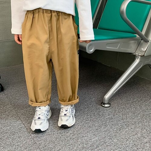 

Kids Boys Pants Solid Colored Streetwear Street Cotton 3-13 Years Fall Black Khaki