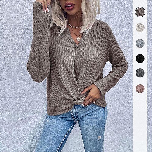 

exclusively for autumn waffle kink thin solid color bottoming sweater