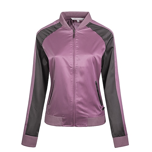 

Women's Casual Jacket Windproof Warm Outdoor Street Daily Vacation Zipper Pocket Full Zip Zipper Lapel Chic & Modern Street Style Color Block Regular Fit Outerwear Long Sleeve Winter Fall Purple S M