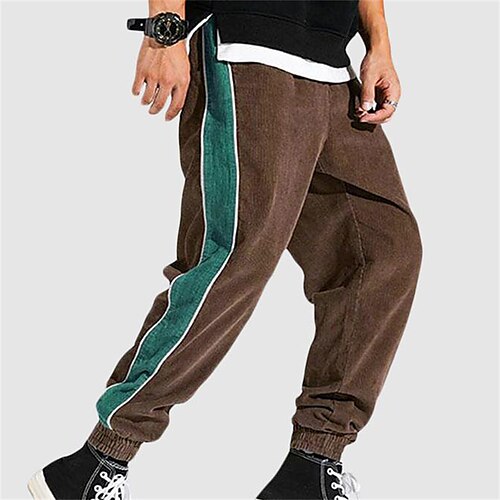 

Men's Joggers Trousers Winter Pants Corduroy Pants Drawstring Elastic Waist Patchwork Comfort Warm Casual Daily Streetwear Corduroy Sports Fashion Loose Fit Coffee Micro-elastic / Elasticity