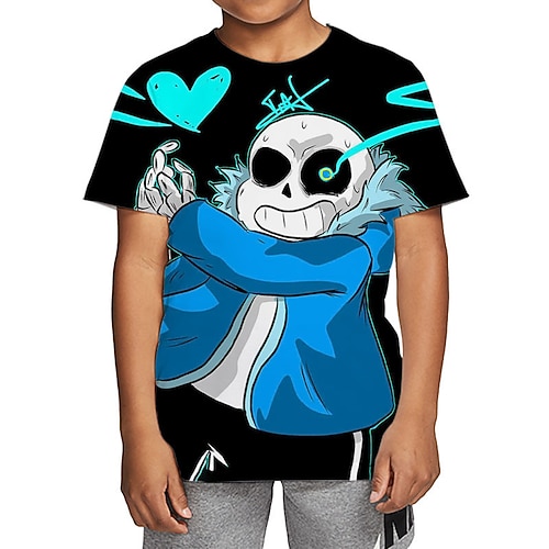 

Kids Boys T shirt Tee Short Sleeve 3D Print Graphic Crewneck Black Children Tops Fall Winter Cool Outdoor Daily Regular Fit 4-12 Years