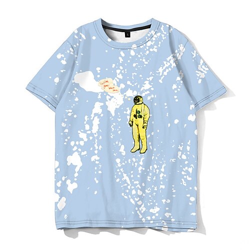 

Men's Unisex T shirt Tee Astronaut Graphic Prints Crew Neck Blue Black 3D Print Outdoor Street Short Sleeve Print Clothing Apparel Sports Designer Casual Big and Tall / Summer / Summer