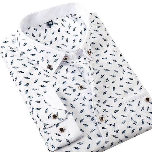 

Men's Dress Shirt Solid Color Wings Turndown White Black Outdoor Casual Long Sleeve Button-Down Clothing Apparel Casual / Sports