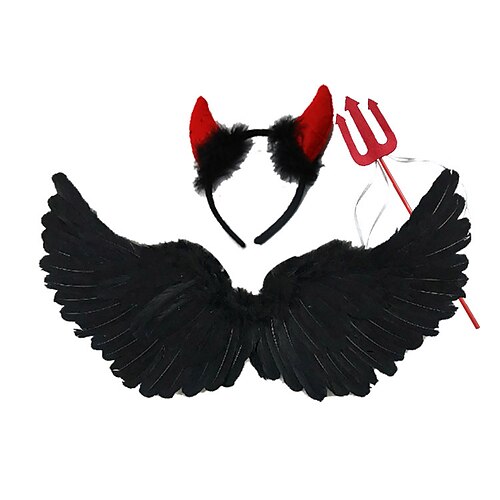 

Angel / Devil Wings Outfits Adults' Men's Cosplay Halloween Halloween Festival / Holiday Feathers White / Black Men's Women's Easy Carnival Costumes / Headwear / Forks