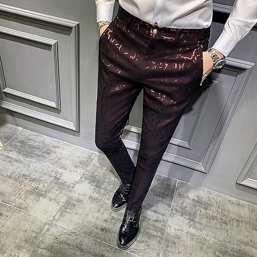 

Men's Chinos Slacks Trousers Jogger Pants Chino Pants Comfort Soft Office Business Streetwear Casual Red Inelastic