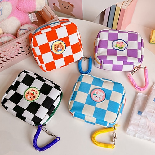 

Lattice Sanitary Napkin Storage Bags Portable Cute Bear Large Capacity Girls Cartoon Physiological Period Tampon Organizer Bag