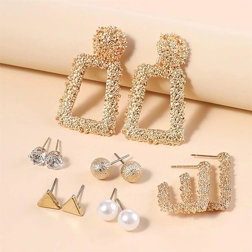 

6 Pairs Stud Earrings For Women's Wedding Sport Engagement Alloy Classic Fashion