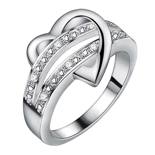 

1PC Ring For Women's AAA Cubic Zirconia White Daily Date Alloy Classic Heart