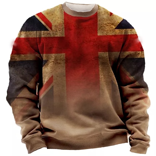 

Men's Unisex Sweatshirt Pullover Graphic Prints National Flag Print Daily Sports Holiday 3D Print Streetwear Designer Casual Clothing Apparel Hoodies Sweatshirts Long Sleeve Brown