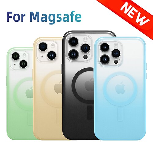 

Phone Case Translucent Matte Gradient Magnet For Magsafe Magnetic Wireless Charger Case For iPhone 14 13 12 Pro Max Rainbow Bumper Cover