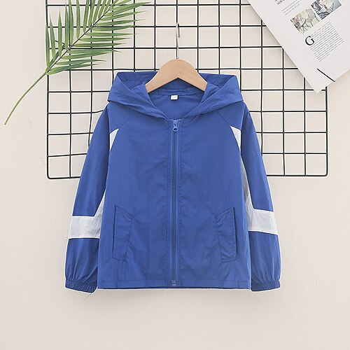 

Kids Boys Coat Outerwear Letter Long Sleeve Coat Daily Active Cool Blue White Winter Fall 3-13 Years