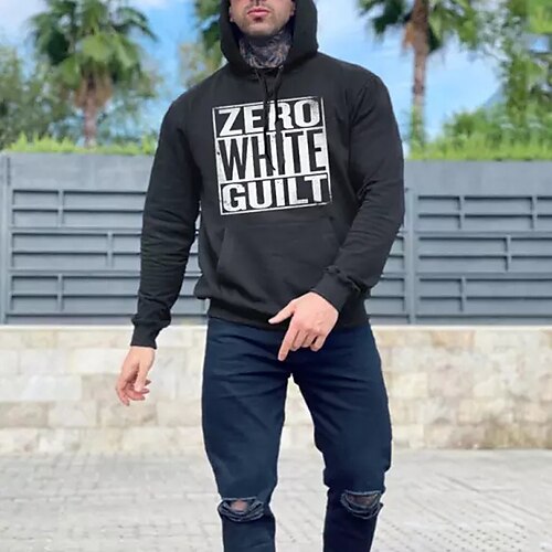

Men's Pullover Hoodie Sweatshirt Hooded Graphic Letter Print Sports Outdoor Daily Sports Hot Stamping Basic Cool Designer Clothing Apparel Hoodies Sweatshirts Long Sleeve Black / Spring / Fall