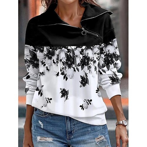 

Women's Sweatshirt Pullover Casual Green Blue Yellow Floral Geometric Paisley Dailywear Long Sleeve S M L XL XXL