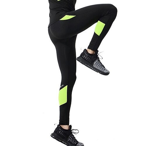 

Men's Running Tights Leggings Compression Pants Compression Clothing Athletic Athleisure Winter Spandex Breathable Quick Dry Moisture Wicking Running Jogging Training Sportswear Activewear Color Block
