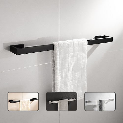 

Towel Holder Wall Mounted 304 Stainless Steel Towel Rack Bathroom Shelf Modern Style Towel Bar 50cm/60cm(Black/Brushed Nickel/Chrome)