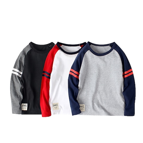 

Bambino Da ragazzo maglietta Color Block Giornaliero Manica lunga Attivo Cotone 4-12 anni Inverno Nero Grigio Bianco