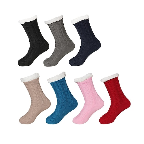 

Women's Socks Stockings Autumn and Winter Super Soft Warm Cozy Fuzzy Fleece-Lined House Socks With Grippers Adult Ladies Floor Socks