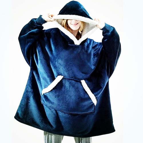 

Wearable Blanket Hoodie, Oversized Sherpa Hooded Blanket Sweatshirt, Giant Warm Fuzzy Fleece Lounging Blanket with Hood Sleeves Pocket, Soft Comfort Packable for Women Men Adults