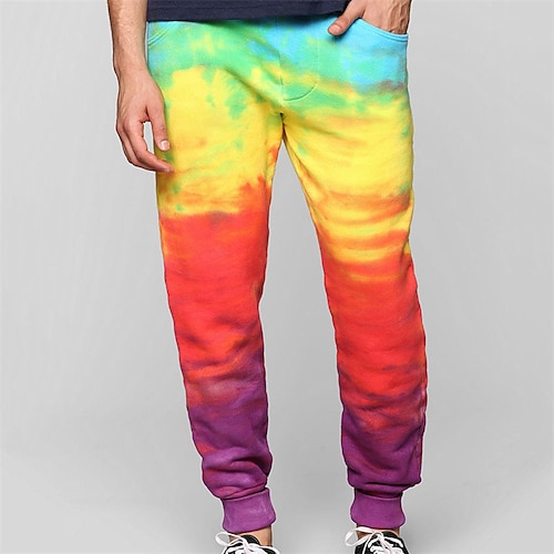 

Men's Sweatpants Joggers Trousers Pocket Print Graphic Prints Comfort Breathable Casual Daily Streetwear Cotton Blend Sports Fashion Rainbow Micro-elastic