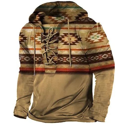 

Men's Unisex Pullover Hoodie Sweatshirt Hooded Tribal Graphic Prints Lace up Print Sports & Outdoor Daily Sports 3D Print Boho Streetwear Designer Clothing Apparel Hoodies Sweatshirts Long Sleeve