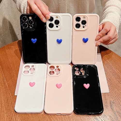 

Phone Case For Apple Back Cover iPhone 14 Pro Max iPhone 13 Bumper Frame Soft Edges Non-Yellowing Heart Solid Colored TPU