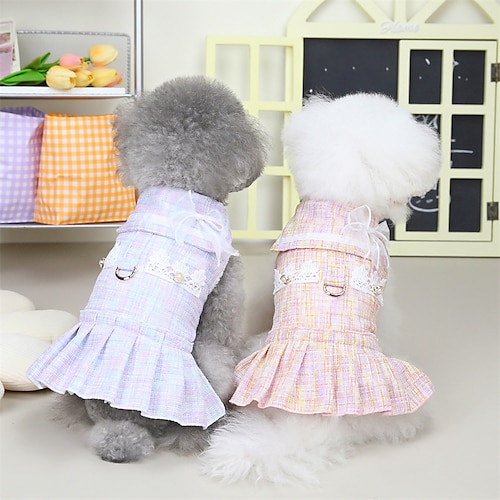 

Dog Cat Dress Solid Colored Cute Sweet Dailywear Casual Daily Winter Dog Clothes Puppy Clothes Dog Outfits Soft Purple Pink Costume for Girl and Boy Dog Cotton S M L XL 2XL