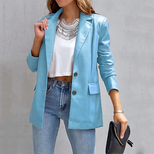 

Per donna Giacca Tenere al caldo Traspirante Esterno Ufficio Strada Tasche Monopetto Collo ripiegabile Di tendenza Stile retrò Moderno Tinta unica Standard Capispalla Manica lunga Inverno Autunno