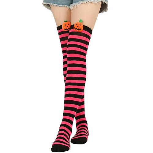 

Women's 1 Pair Stockings Socks Dress Trouser Socks Cute Novelty Striped Halloween Warm Fall Winter Green Black Purple / Slipper Socks