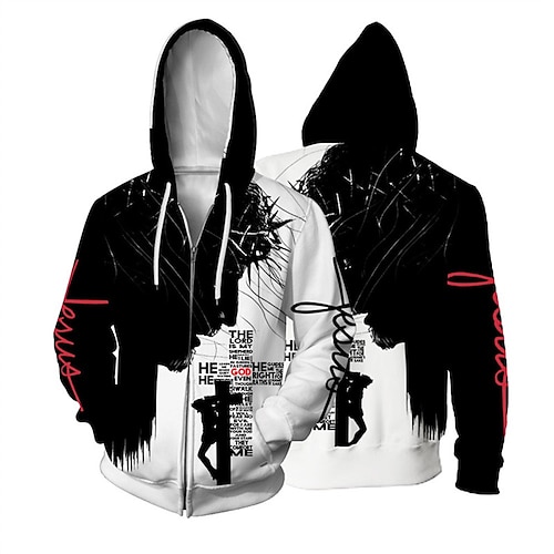 

Men's Unisex Full Zip Hoodie Jacket Black Hooded Knights Templar Graphic Prints Zipper Print Sports & Outdoor Daily Sports 3D Print Streetwear Designer Casual Spring & Fall Clothing Apparel Hoodies