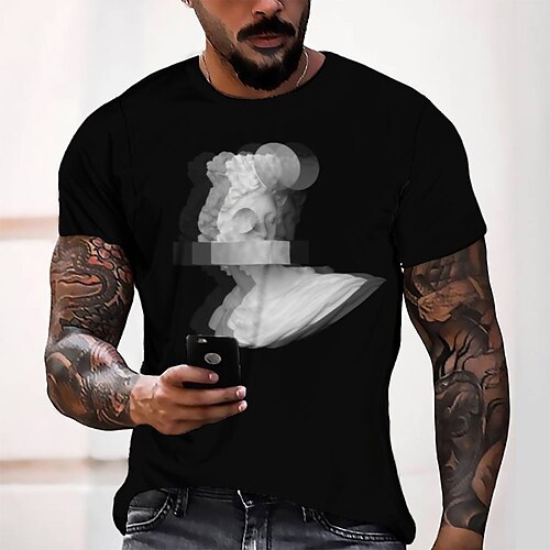 

Men's T shirt Tee Tee Graphic Round Neck Black Short Sleeve 3D Print Casual Daily 3D Print Tops Fashion Cool Designer Comfortable / Summer / Summer