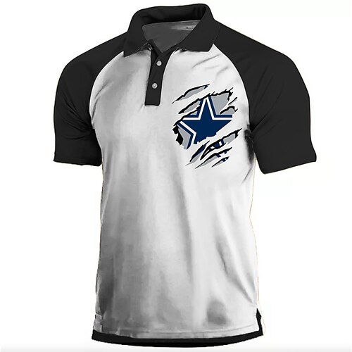 

Men's Collar Polo Shirt Golf Shirt Star Turndown Black 3D Print Outdoor Street Short Sleeves Button-Down Print Clothing Apparel Fashion Casual Breathable / Summer / Spring / Summer