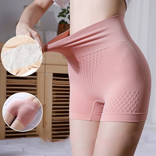 

high-waisted abdomen safety pants women's anti-glare bottoming boxer shorts two-in-one honeycomb cotton crotch boxer panties women