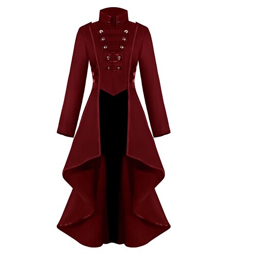

Women's Cloak / Capes Windproof Warm Outdoor Halloween Daily Vacation Irregular Hem Buttoned Front Stand Collar Vintage Exaggerated Casual Halloween Solid Color Regular Fit Outerwear Long Sleeve