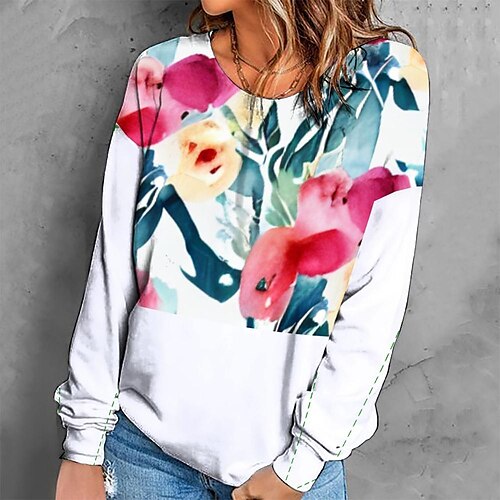 

Women's Sweatshirt Pullover Retro White Graphic Geometric Tie Dye Casual Round Neck Long Sleeve S M L XL 2XL 3XL / Winter