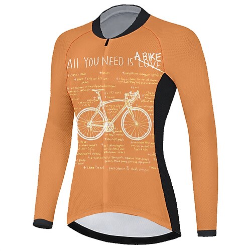 

21Grams Mulheres Camisa para Ciclismo Manga Longa Moto Blusas com 3 bolsos traseiros Ciclismo de Montanha Ciclismo de Estrada Respirável Secagem Rápida Pavio Humido Tiras Refletoras Laranja Gráfico