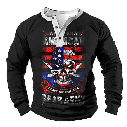 

Men's Unisex Sweatshirt Pullover Button Up Hoodie Henley Collar Skull Graphic Prints National Flag Print Casual Daily Sports 3D Print Designer Casual Big and Tall Clothing Apparel Hoodies Sweatshirts