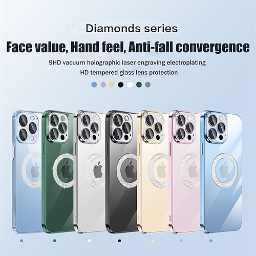 

telefon Etui Til Apple Bagcover iPhone 14 Pro Max 14 Plus 13 12 11 Pro Max Mini SE Rhinsten Belægning Støvsikker Ensfarvet Krystal diamant TPU