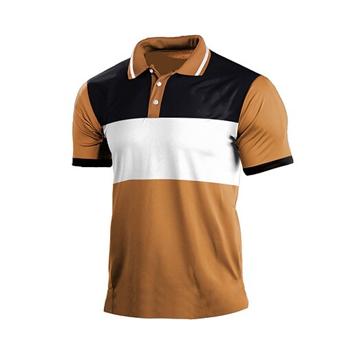 

Men's Collar Polo Shirt Golf Shirt Color Block Turndown Orange Print Street Daily Short Sleeve Button-Down Clothing Apparel Fashion Casual Comfortable / Beach