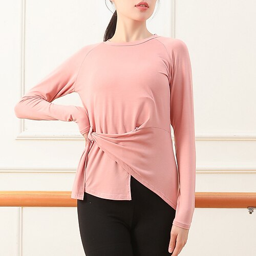 

Activewear Top Pure Color Women's Performance Training Long Sleeve High Modal