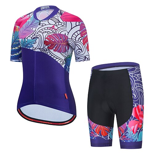 

Miloto Women's Cycling Jersey with Shorts Short Sleeve PinkWhite Graffiti Bike Clothing Suit Reflective Strips Polyester Sports Graffiti Clothing Apparel / Stretchy