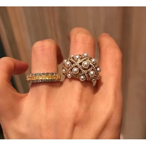 

Ring For Women's Anniversary Party Evening Date Pearl Alloy Vintage Style