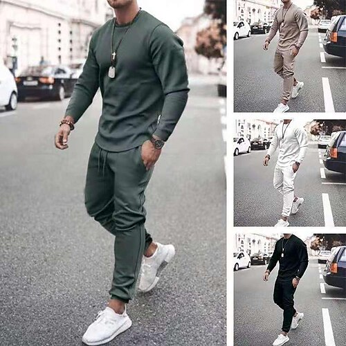 

Men's Tracksuit Sweatsuit Solid Color Sports & Outdoor Casual Clothing Apparel Hoodies Sweatshirts Long Sleeve Green Pink